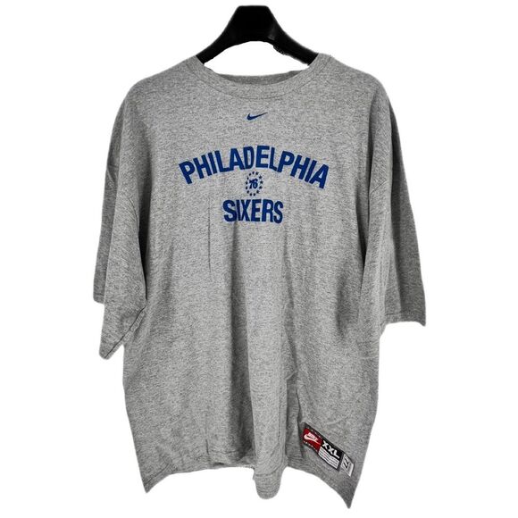 2002 Nike NBA Philadelphia 76ers Vintage Grey & Blue Sports T-Shirt Size XXL - Picture 1 of 12